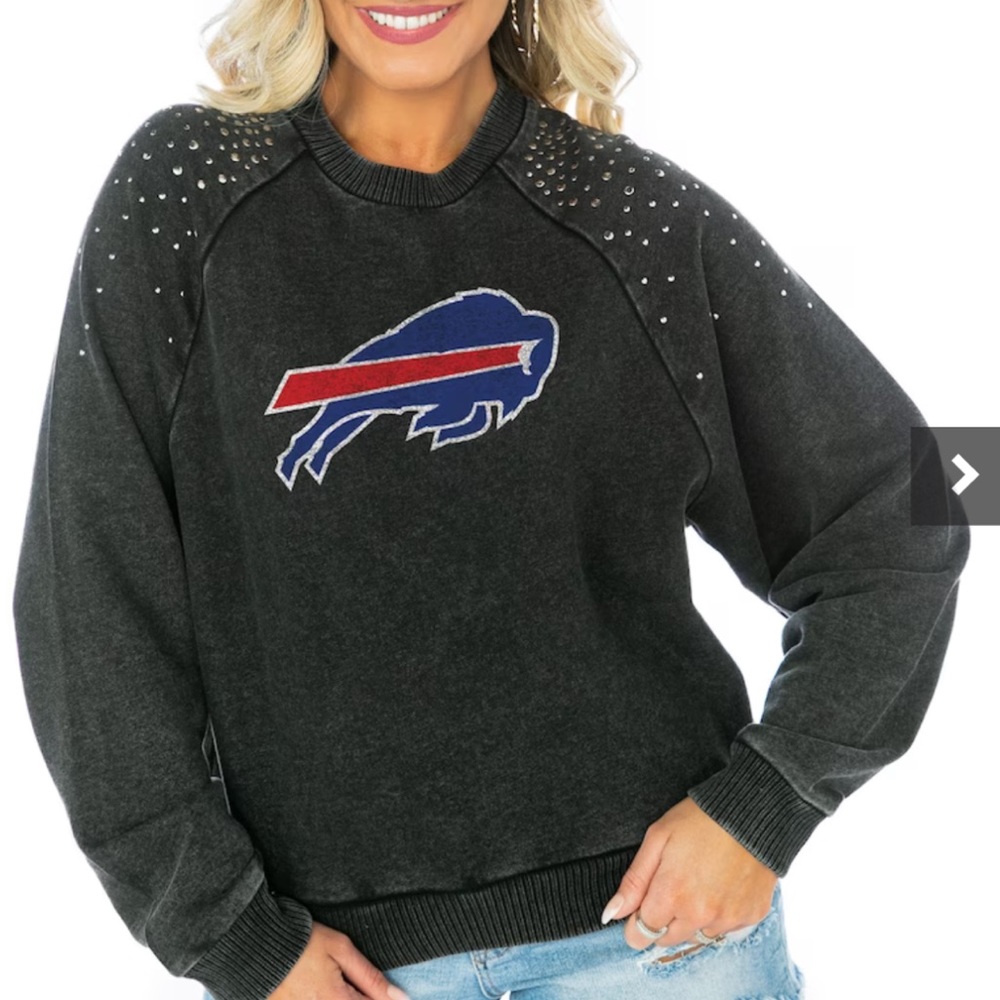 NWT Game Day Couture NFL Buffalo bills black studded sweatshirt size medium.